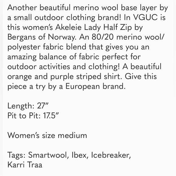 Bergans of Norway Quarter Zip Baselayer, Medium - Picture 7 of 7